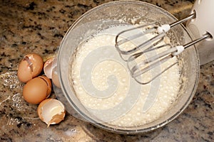 Batter mix in a mixer bowl