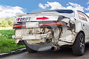 Battered drift car