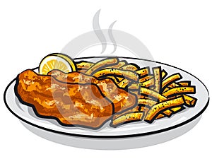 Battered fish and chips