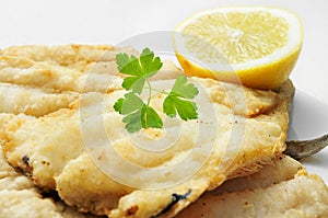 Battered and fried hake