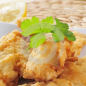 Battered and fried hake