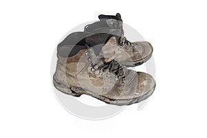 Battered old trecking boots photo