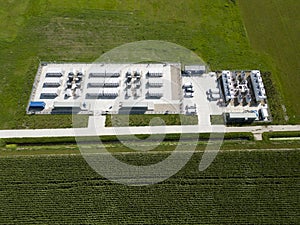 Batteries for energy storage in an open field, Holland