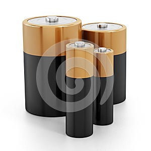 Batteries stack isolated on white background