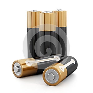 Batteries stack isolated on white background