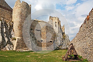 Battering-ram in a medieval citadel