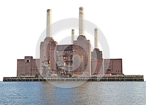 Battersea Power Station in London isolated over white