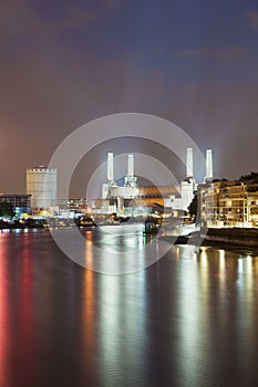 Battersea Power Station In London At Night