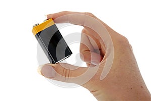 Battery - 9v (PP3) in fingers photo