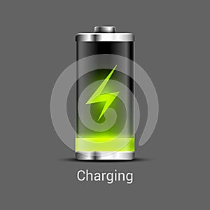 Battery charge energy power icon. Vector battery recharge design energy technology