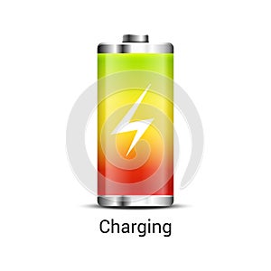 Battery charge energy power icon. Vector battery recharge design technology