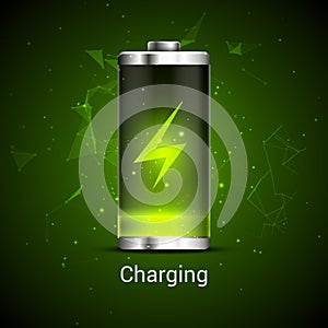Battery charge full power energy level. Recharge battery indicator. Low power mibile fuel