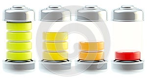 Battery charge icon set isolated