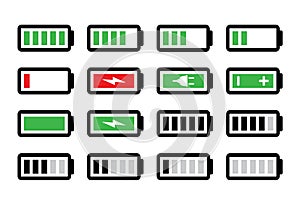 Battery charge icons set