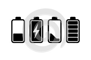Battery Charge Levels Low Charging Medium and Full Capacity Vector Illustration for User Interface Design