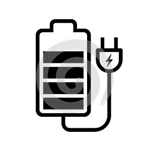 Battery charge with plug, Charging electric icon, Power energy indicator concept