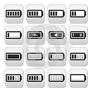 Battery charge vector buttons set