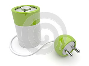 Battery charger with plug. 3D illustration