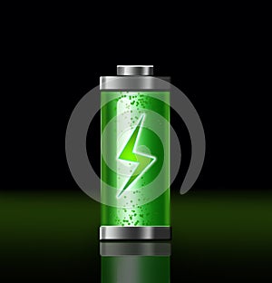 Battery charging icon on background. Illustration