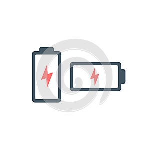 Battery Charging icon with lightning. technology interface. Phone ui. Stock Vector illustration isolated on white background