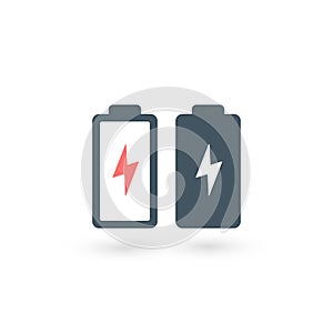 Battery Charging icon with lightning. technology interface. Phone ui. Stock Vector illustration isolated on white background