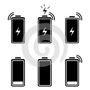 battery charging icon set