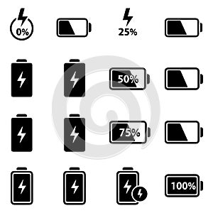 battery charging icon set