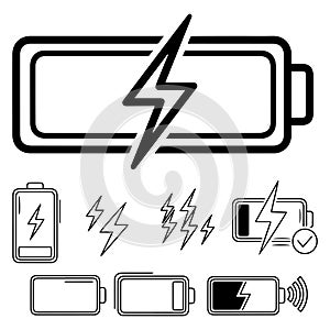 battery charging icon set