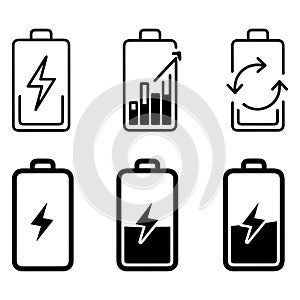 battery charging icon set