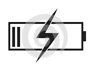 Battery charging icon on white background.