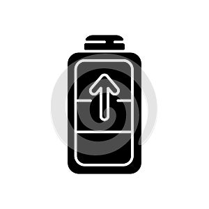 Battery charging process black glyph icon