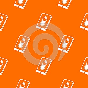 Battery charging smartphone pattern vector orange