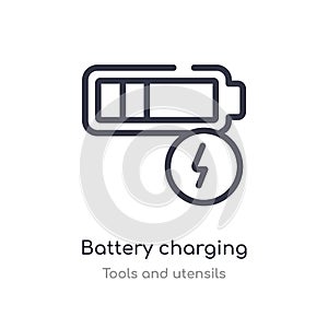 battery charging status outline icon. isolated line vector illustration from tools and utensils collection. editable thin stroke
