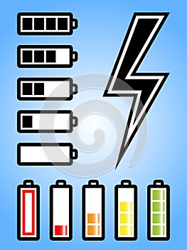 Battery and electricity power icon