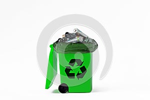 Battery garbage can - Concept of recycling and ecology