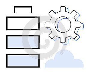 Battery, Gear, and Cloud Representing Energy, Technology, and Cloud Computing Concepts