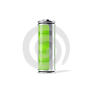 Battery with green indicator isolated. 3d rendering