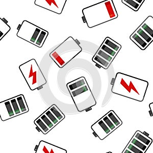 Battery icon. Color vector battery icon seamless pattern on a white background. Layers grouped for easy editing illustration. For