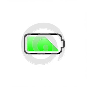 A battery icon illustration displaying a partially filled battery with green color, photo