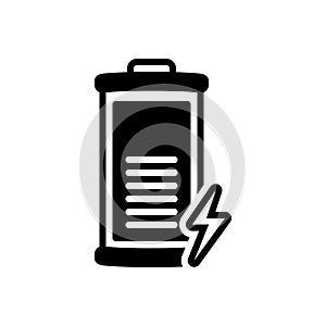 Black solid icon for Battery, indicator and charge