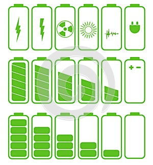 Battery icon set .Set of battery charge level