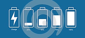 Battery icon set. Vector illustration. Discharged and fully charged battery smartphone.
