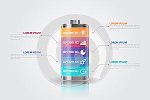 Battery Infographics template for business, education, web design, banners, brochures, flyers.
