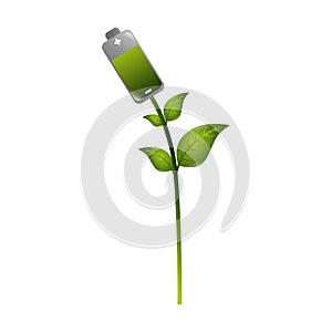 battery with leafs plant