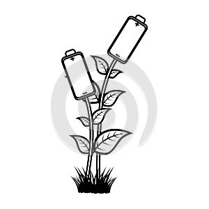 battery with leafs plant