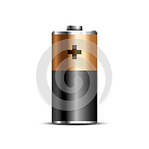 Battery level 3d vector icon mockup glossy energy. Full battery cylinder