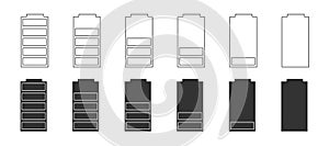 Battery level icon. Level energy acumulator mobile telephone vector. Lithium battery symbol