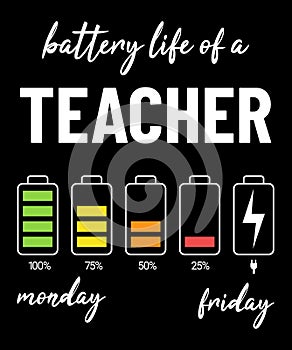 Battery Life Of A Teacher Shirt Design