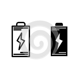 Battery line and glyph icon. Energy vector illustration isolated on white. Accumulator outline style design, designed