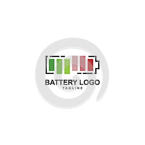 Battery logo concept showing six number of battery volume levels